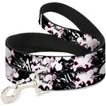 Dog Leash - Punk Heart & Cross Bones w/Splatter Black/White