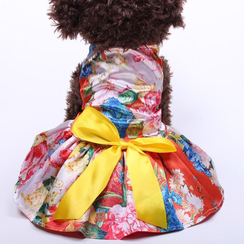 Red Floral Dog Party Dress - Southlake Paws