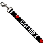 Dog Leash - GAMER 1/Heart 8-Bit Black/White/Red