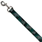 Dog Leash - Cheshire Cat 4-Poses Checkers Teal/Black