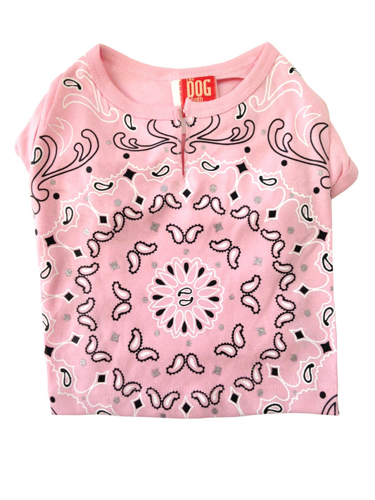 Bandana Dog Tee, Light Pink 