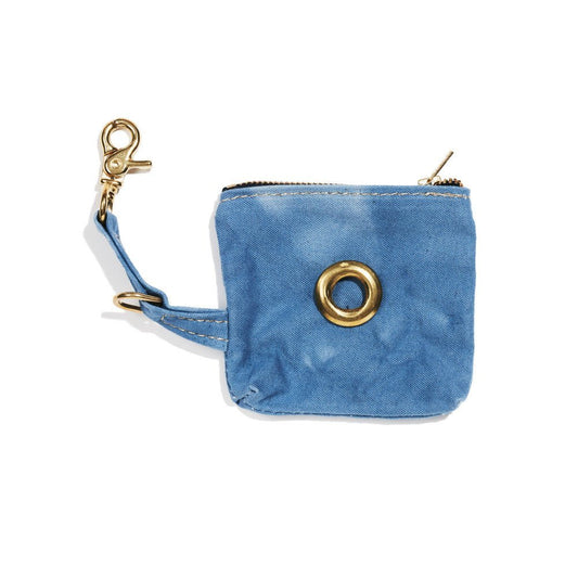 Poop Bag Pouches Premium Basic Blue Cotton Canvas Poop Bag Pouch