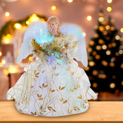 Kurt Adler 12-Inch Battery-Operated Fiber Optic Gold Angel Tree Topper with Color Changing LED Lights