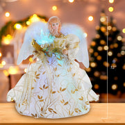 Kurt Adler 12-Inch Battery-Operated Fiber Optic Gold Angel Tree Topper with Color Changing LED Lights