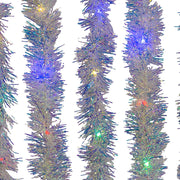 Kurt Adler 32.8-Foot Battery-Operated Iridescent Tinsel Garland with 100 Multi-Colored Lights