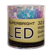 Kurt Adler 32.8-Foot Battery-Operated Iridescent Tinsel Garland with 100 Multi-Colored Lights