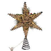 Kurt Adler 13.5-Inch Battery Operated Lighted 6-Point Rattan Star Tree Topper