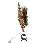 Kurt Adler 13.5-Inch Battery Operated Lighted 6-Point Rattan Star Tree Topper