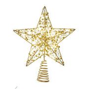 Kurt Adler 11.8-Inch Battery Operated LED Lighted 5-Point Gold Metal Star Tree Topper