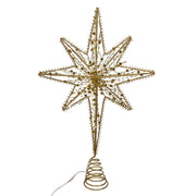Kurt Adler 19.7-Inch Battery Operated LED Lighted 8-Point Gold Metal Star Tree Topper