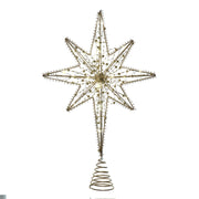 Kurt Adler 19.7-Inch Battery Operated LED Lighted 8-Point Gold Metal Star Tree Topper