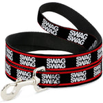 Dog Leash - Double SWAG Black/White/Red Stripe