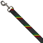 Dog Leash - Checker Stripe Black/Gray/Rasta