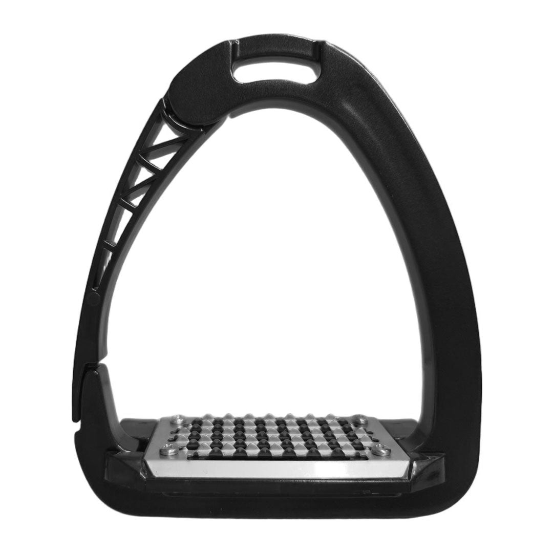 Southlake Paws TuffRider Tech Safety Stirrups feature a durable design with a textured footbed for enhanced grip and safety.