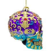 Kurt Adler 4.75-Inch Bellissimo Glass Sugar Skull Ornament