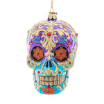 Kurt Adler 4.75-Inch Bellissimo Glass Sugar Skull Ornament