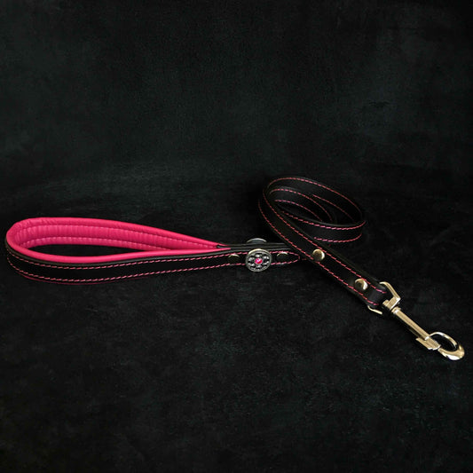 'Bijou'' leather lead pink