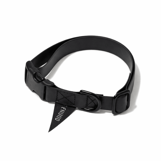 Biothane® Leather Alternative Dog & Cat Collar – Waterproof & Durable | Black | Matte Black Hardware