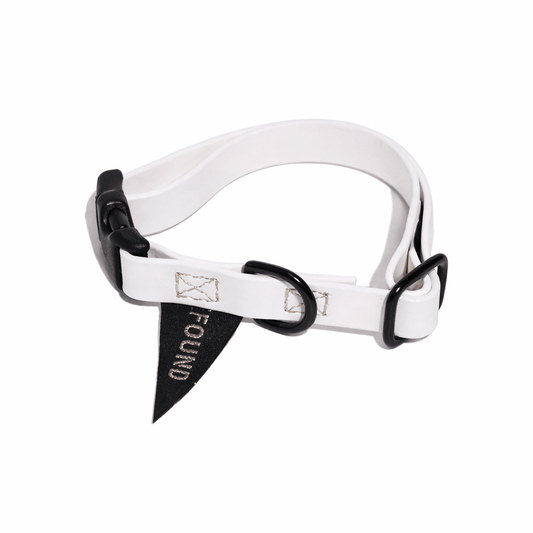 Biothane® Leather Alternative Dog & Cat Collar – Waterproof & Durable | White | Matte Black Hardware