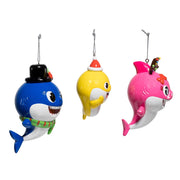Kurt Adler Baby Shark Santa Family Ornament Set, 3-Piece Set