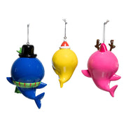 Kurt Adler Baby Shark Santa Family Ornament Set, 3-Piece Set