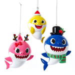 Kurt Adler Baby Shark™ Santa Family Ornament Set, 3-Piece Set