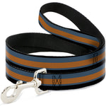 Dog Leash - Stripes Black/Steel Blue/Orange