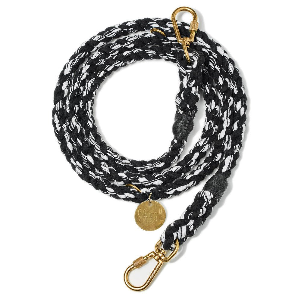 Shop Leashes Premium Black And White Up-Cycled Rope Dog Leash by Found my animal | Adjustable & Handcrafted