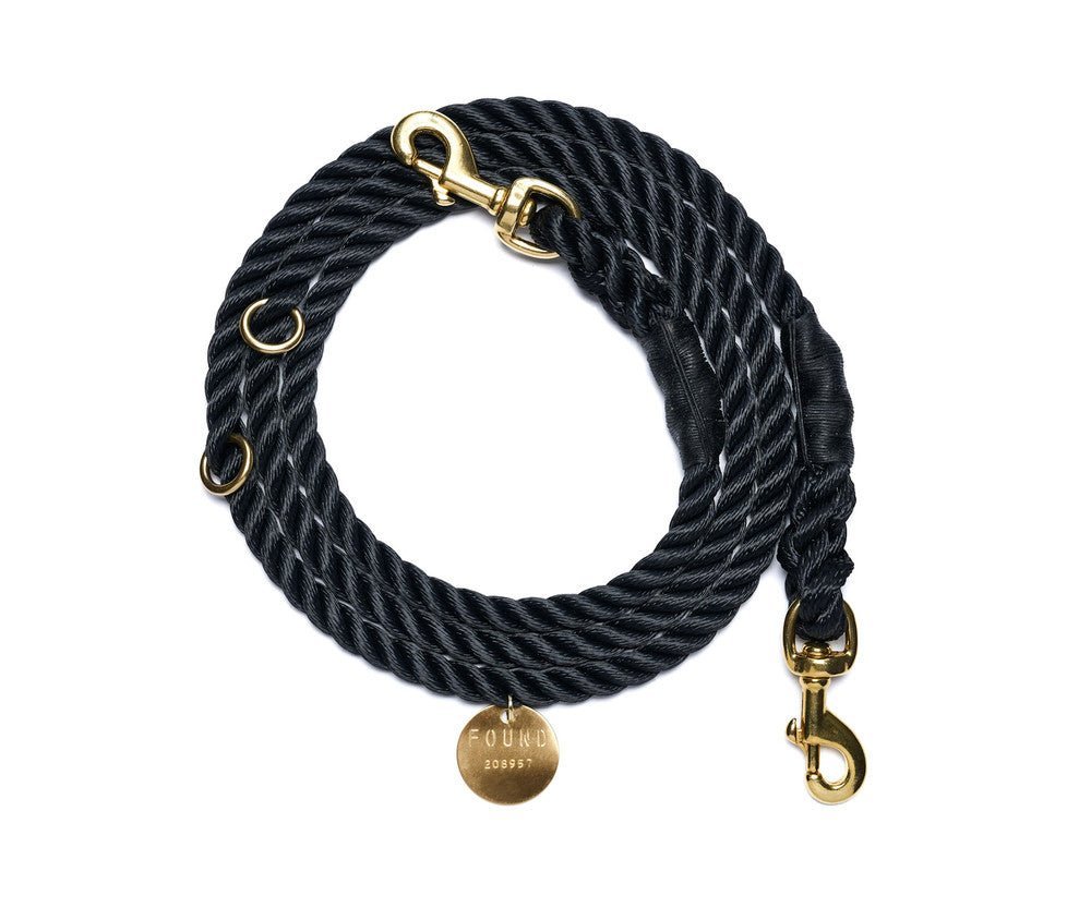 Shop Leashes Premium Black Rope Dog Leash, Adjustable & Secure Bolt Snap - Found My Animal