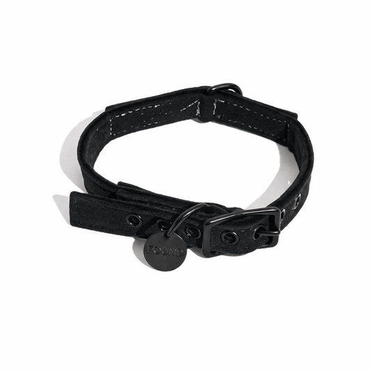 Black Washable Velvet Cat & Dog Collar – Matte Black Hardware