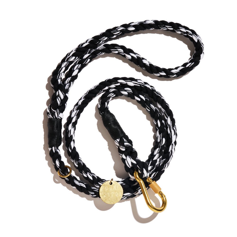 Standard 5ft Leads Premium Black & White Rope Dog Leash, Standard