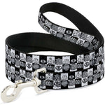 Dog Leash - Robot Heads Checkers Black/White