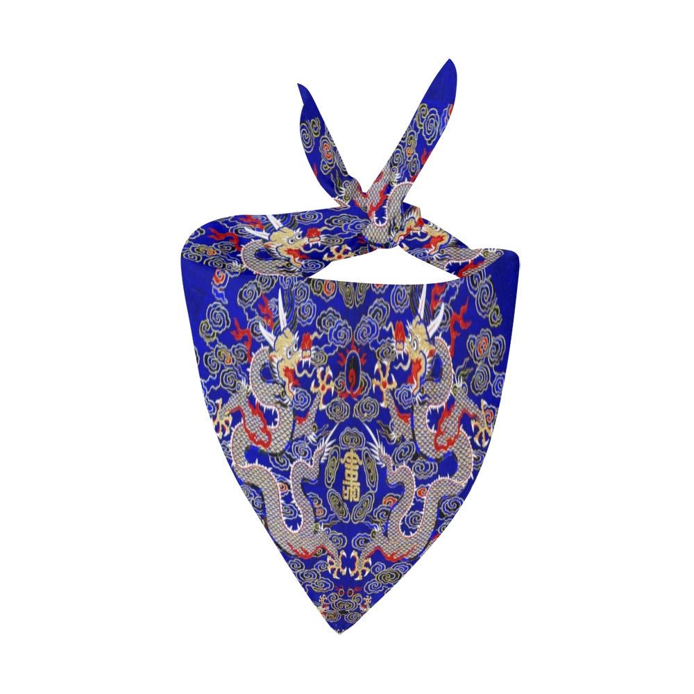 Blue Imperial Dragon Double-Sided Pet Bandana