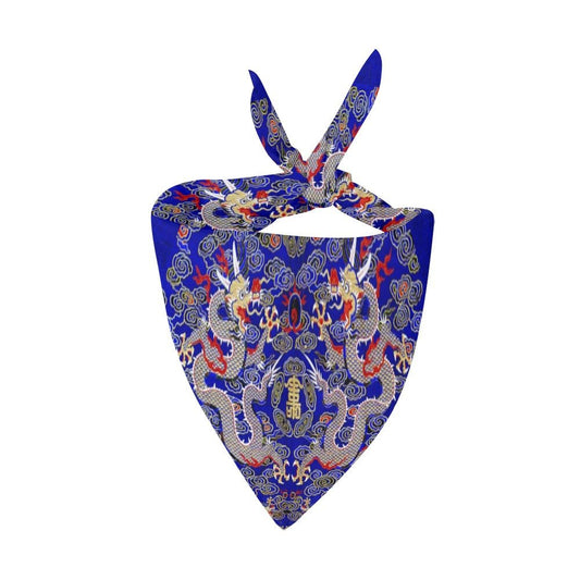 Blue Imperial Dragon Double-Sided Pet Bandana