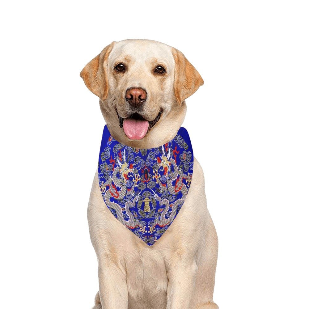 Blue Imperial Dragon Double-Sided Pet Bandana