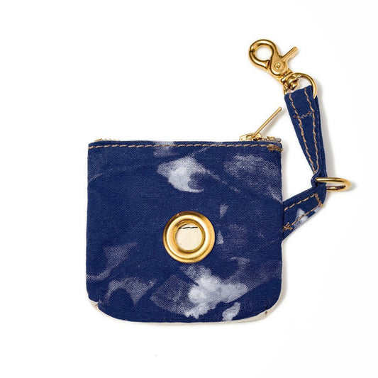 Poop Bag Pouches Premium Blue Tie Dye Canvas Poop Bag Pouch