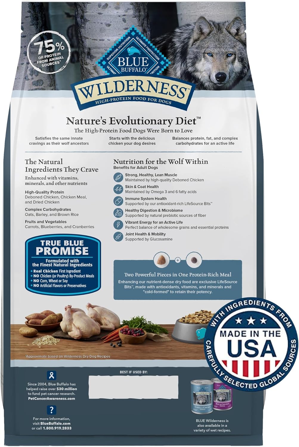 Blue Buffalo Wilderness Adult Chicken with Wholesome Grains Dry Dog Food 