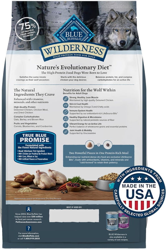Blue Buffalo Wilderness Adult Chicken with Wholesome Grains Dry Dog Food 