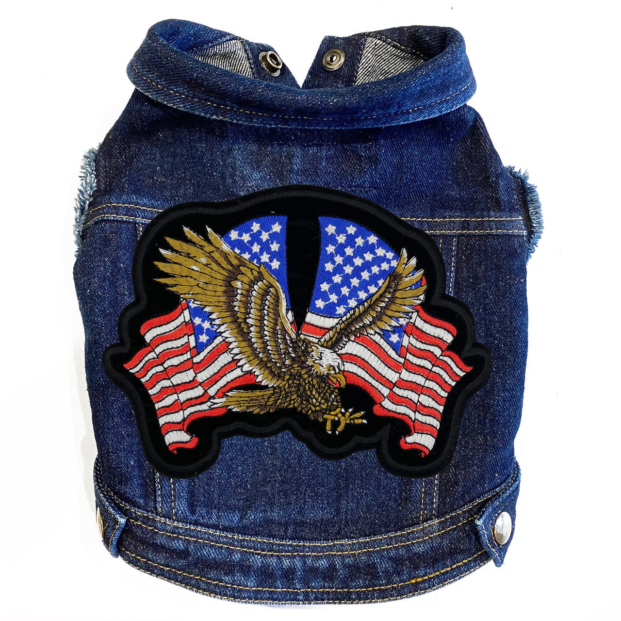 Patriotic Biker - Denim Dog Jacket for dogs