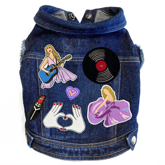 Swiftie Inspired #3 Denim Dog Jacket alternate view