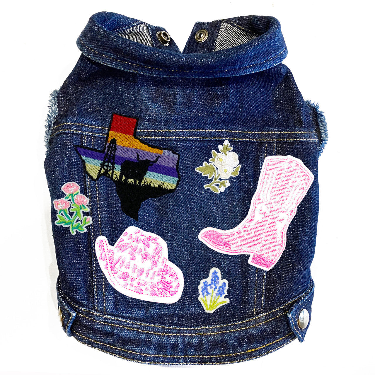 Texas Bluebonnet - Denim Dog Jacket alternate view