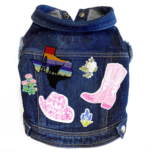 Texas Bluebonnet - Denim Dog Jacket alternate view
