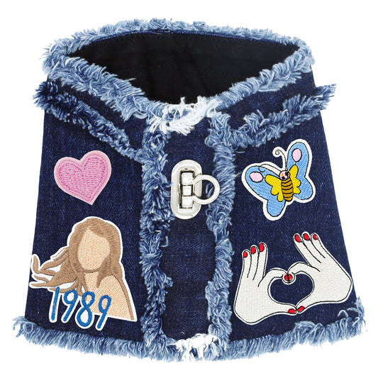 Swiftie Inspired Denim Harness Vest for dogs
