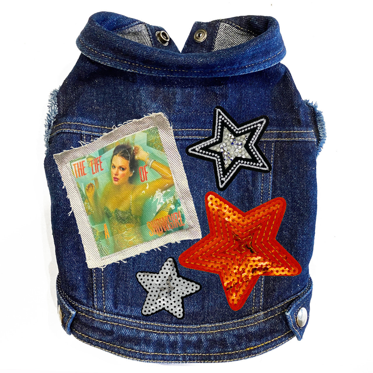 Life of a Showgirl Swiftie inspired Denim Dog Jacket for dogs
