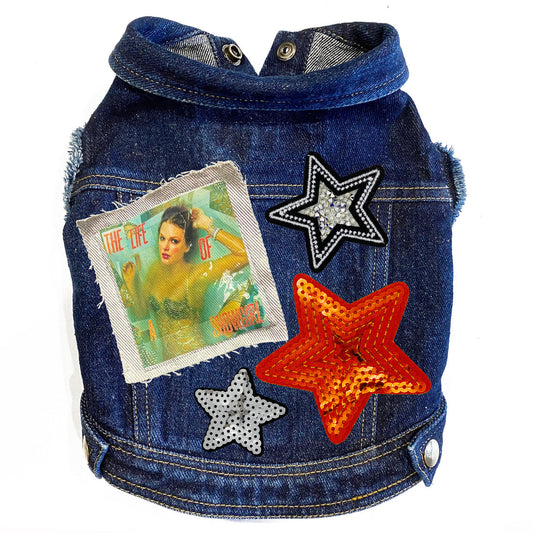 Life of a Showgirl Swiftie inspired Denim Dog Jacket for dogs