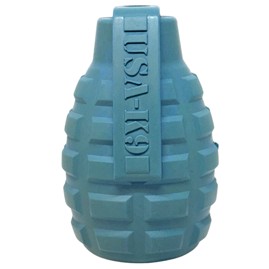 Grenade Shaped eDispenser Durable Dog Chew Toy & Treat Dispenser - Red & Blue