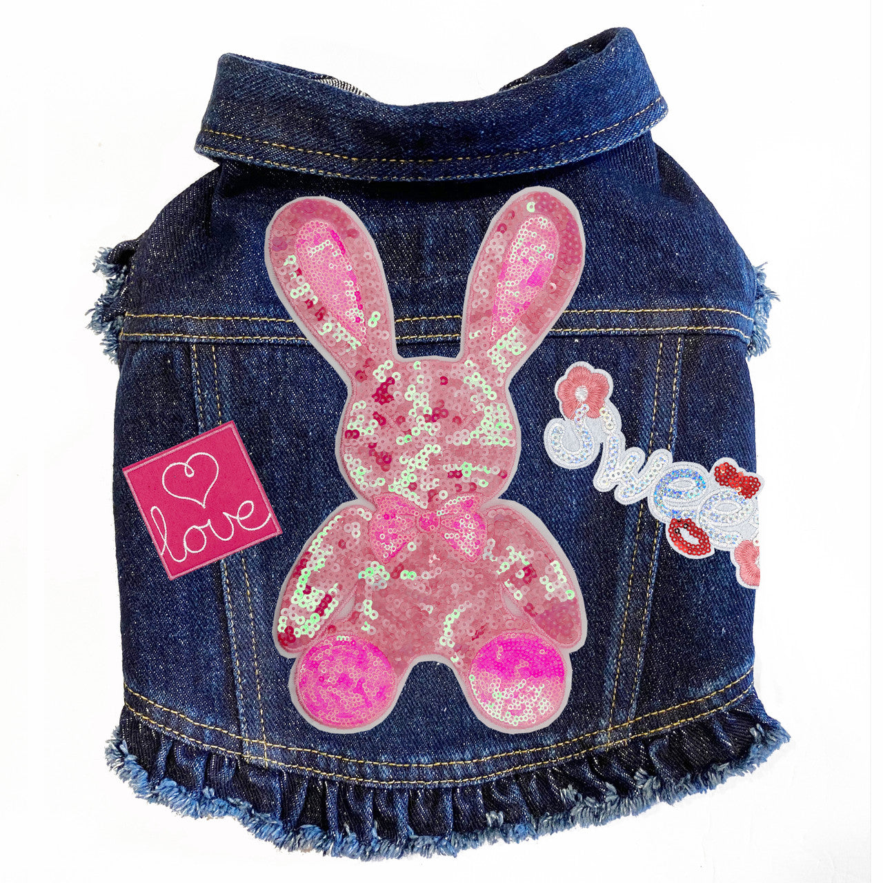 Big Pink Bunny Denim Dog Jacket alternate view