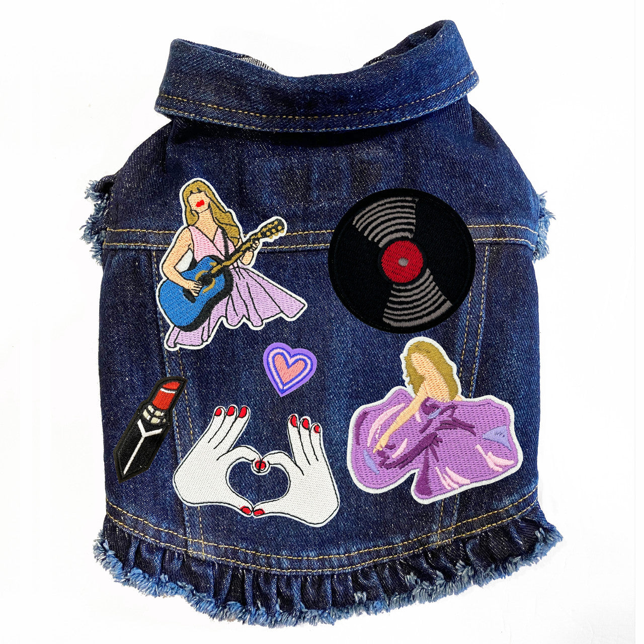 Swiftie Inspired #3 Denim Dog Jacket for dogs