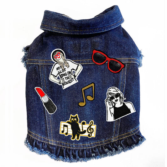 Swiftie Inspired #1 Denim Dog Jacket alternate view