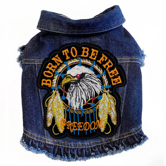 Born to be Free - Denim Dog Jacket for dogs